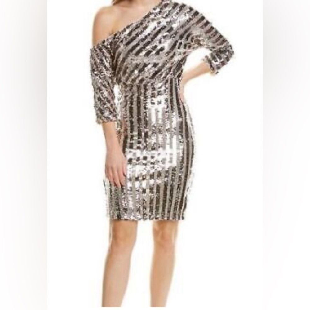 Belle by Badgley Mischka New Women Sequined Off the Shoulder Dress Size 10
